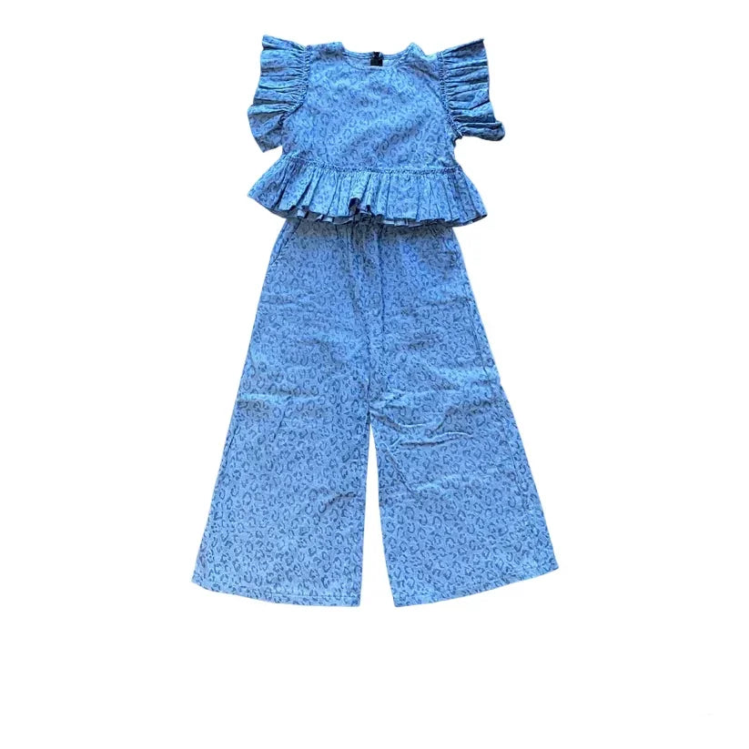 GIrl's Toddler Twisted Filly Denim Cheetah Set TF-2503T-DC