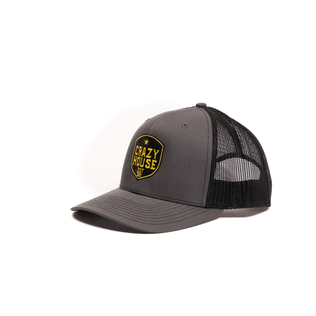 Crazy House Unisex Grey and Black Cap with Yellow Sheild Stitching - Crazy House Western Wear