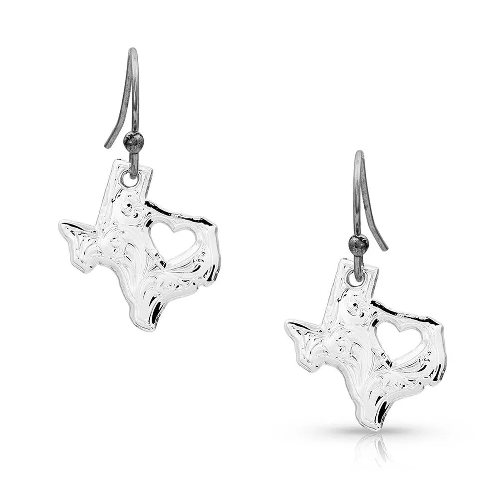 Women's Montana Silversmiths I Heart Texas State Charm Earrings ER2370TX