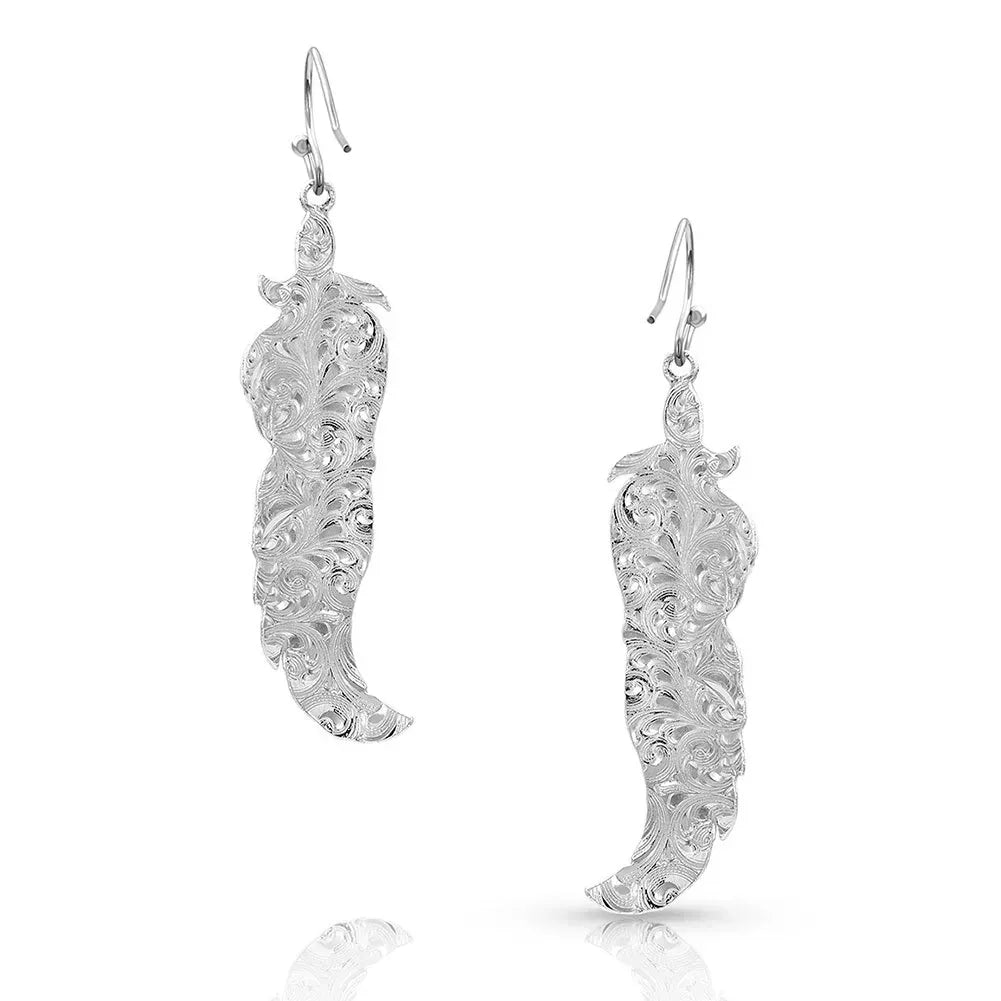 Women's Montana Silversmiths Twisted Rose Feather Earrings ER4579RG