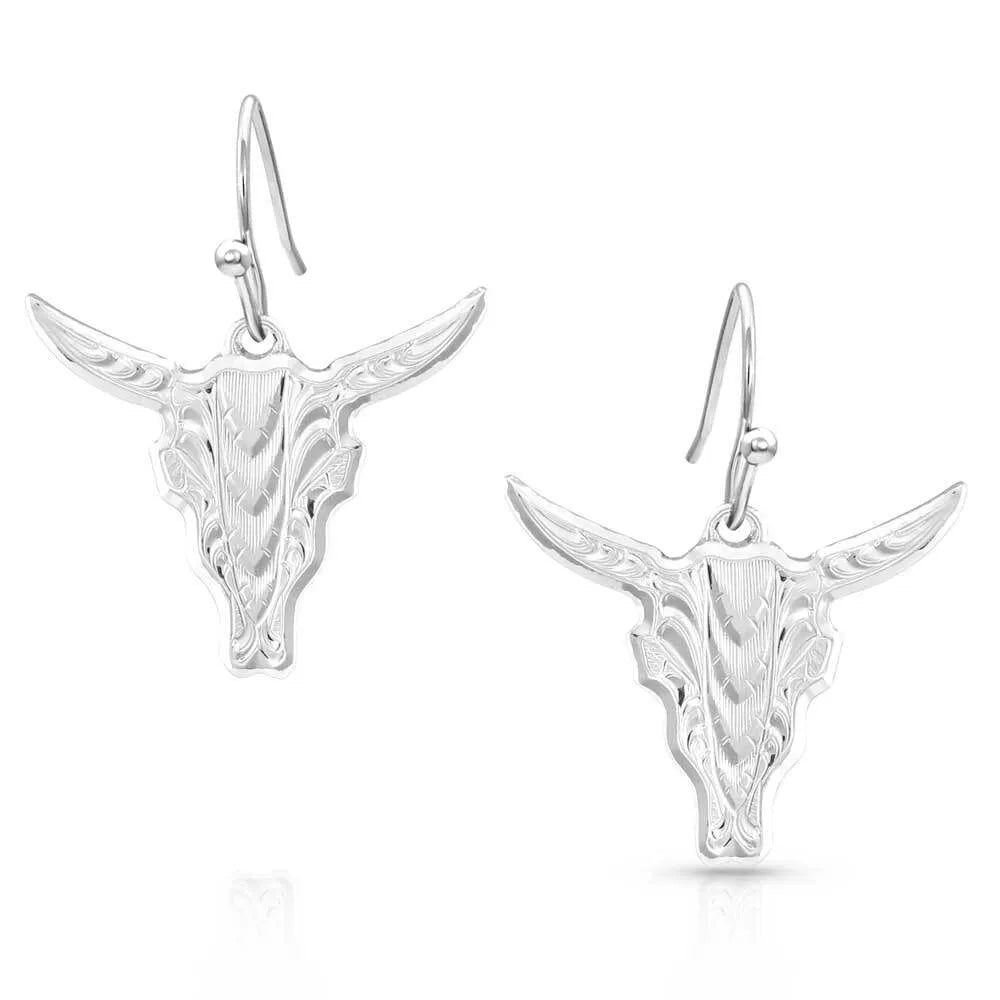 Women's Montana Silversmiths Chiseled Steer Head Earrings ER5397