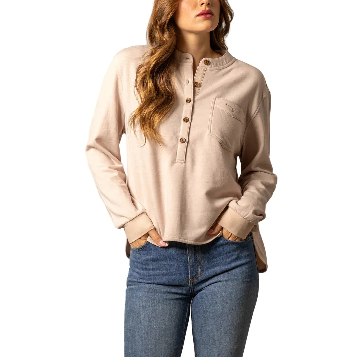 Women's Kimes Ranch Elouise Henley Natural Long Sleeve Top