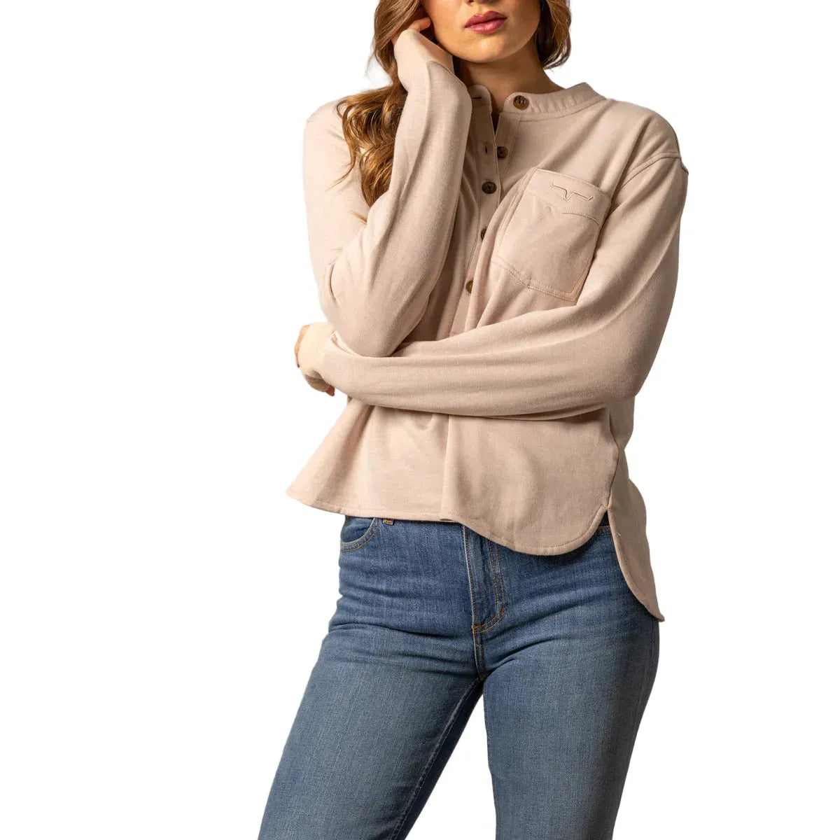 Women's Kimes Ranch Elouise Henley Natural Long Sleeve Top