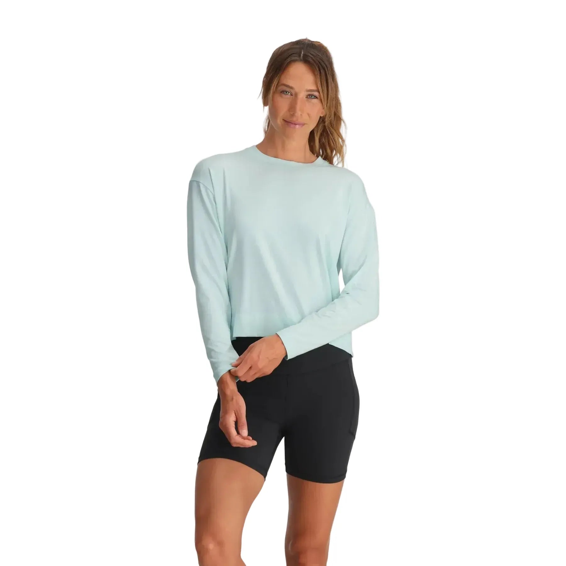Women's Free Fly Tropic Sea Bamboo Shade Crossover Long Sleeve Top