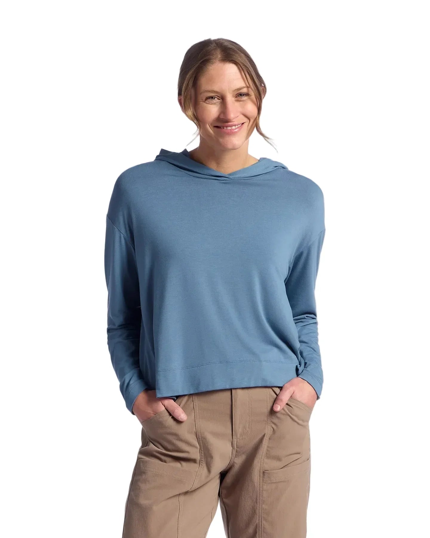 Women's Free Fly Pacific Blue Bamboo Shade Crossover Hoodie FF612-421