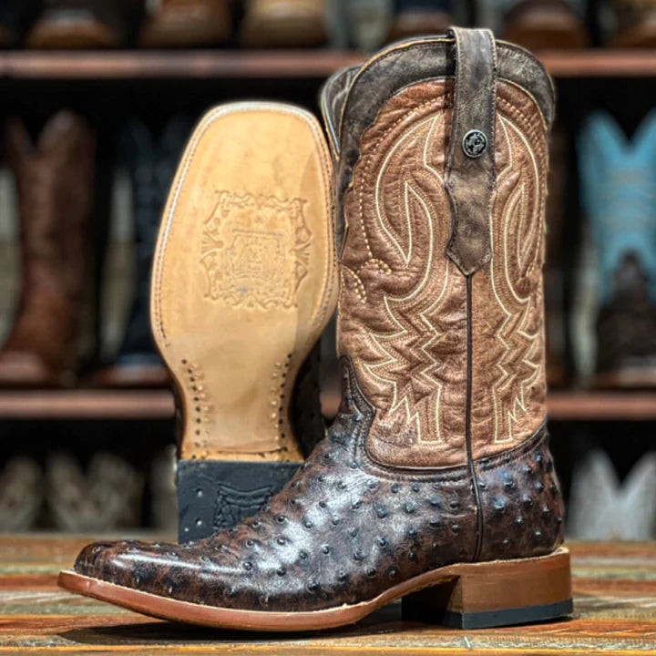 Men's Tanner Mark Ostrich Print Boots TM205525 - Crazy House Western Wear
