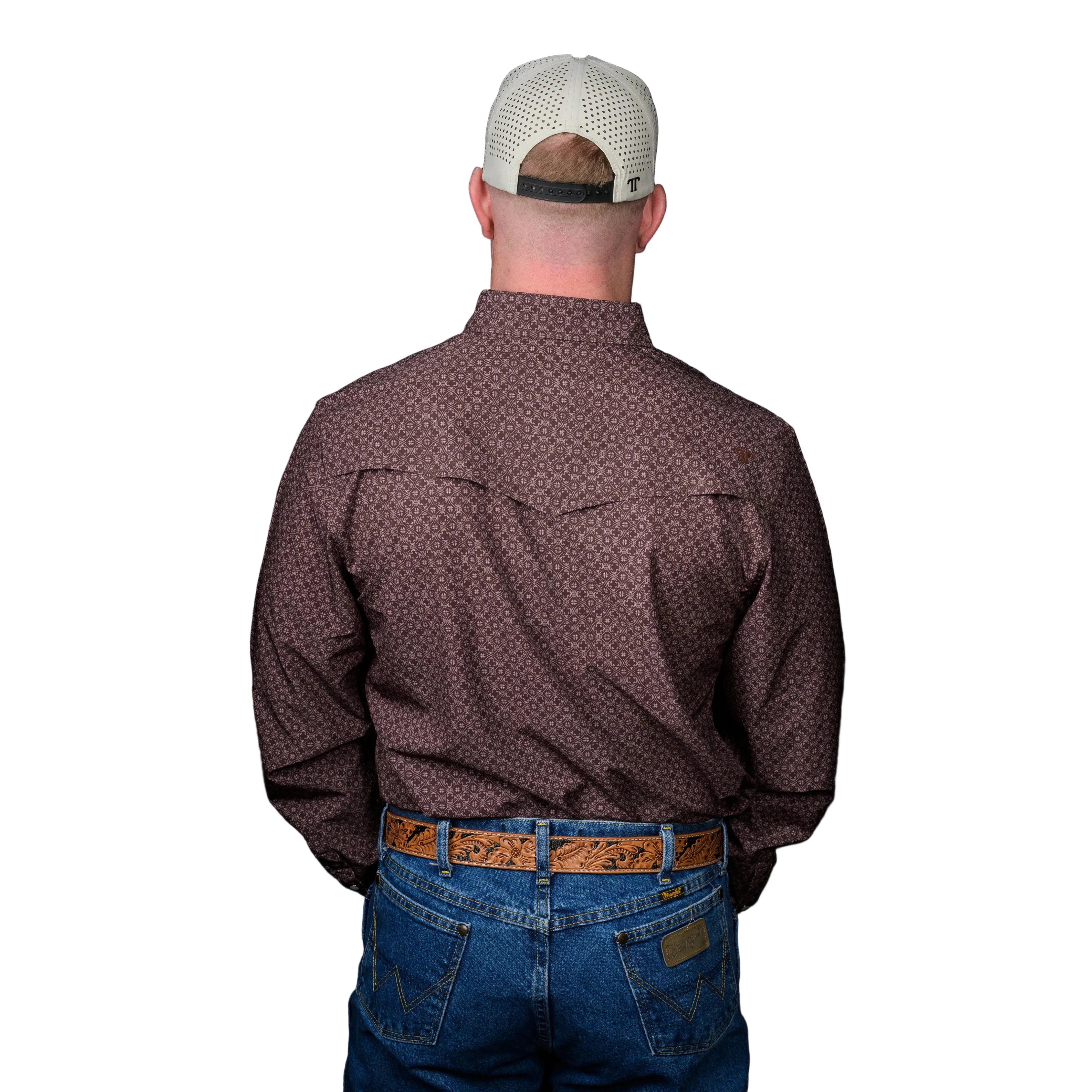 Men's Ferrell The Silas in Brown Long Sleeve Snap Shirt FPL1002571