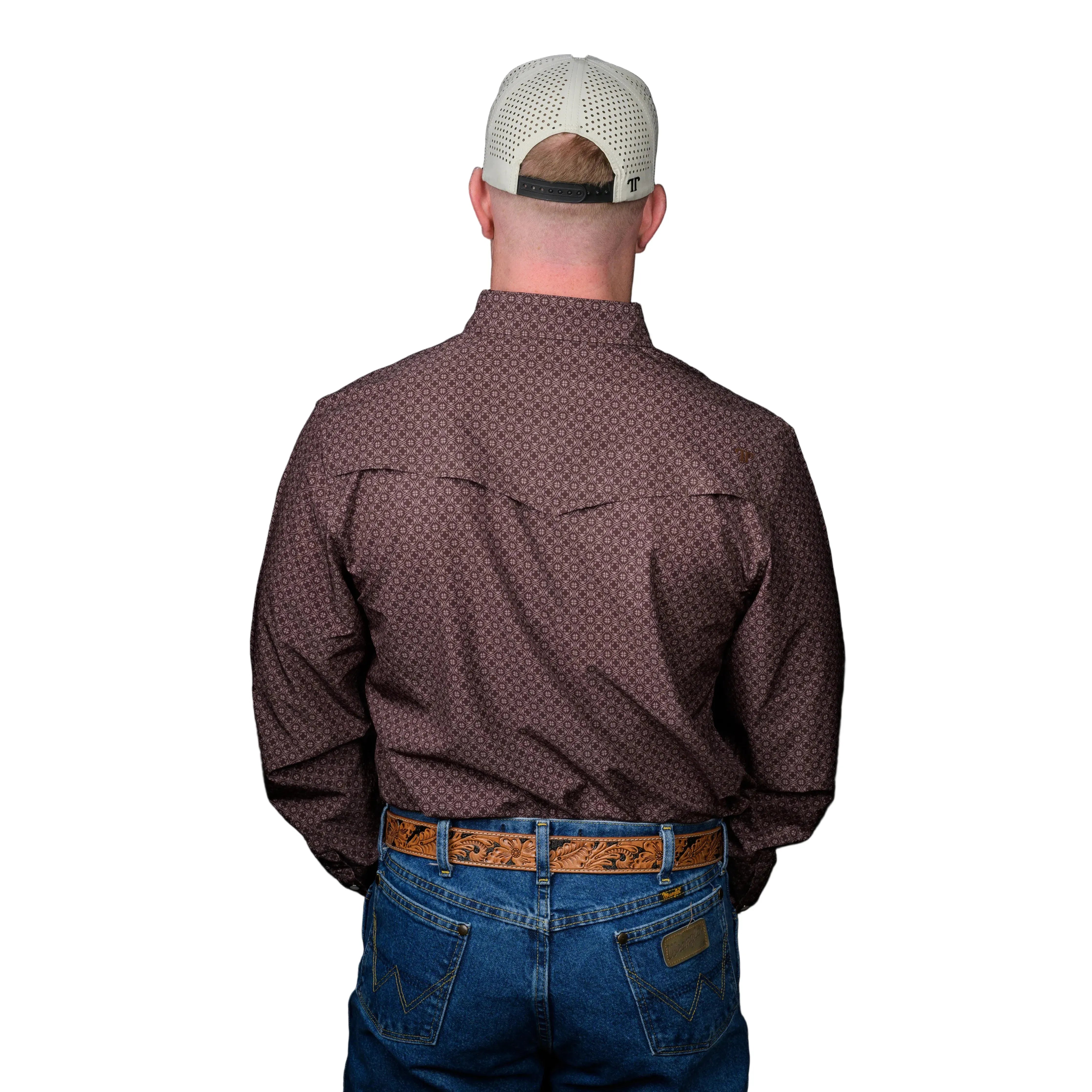 Men's Ferrell The Silas in Brown Long Sleeve Snap Shirt FPL1002571