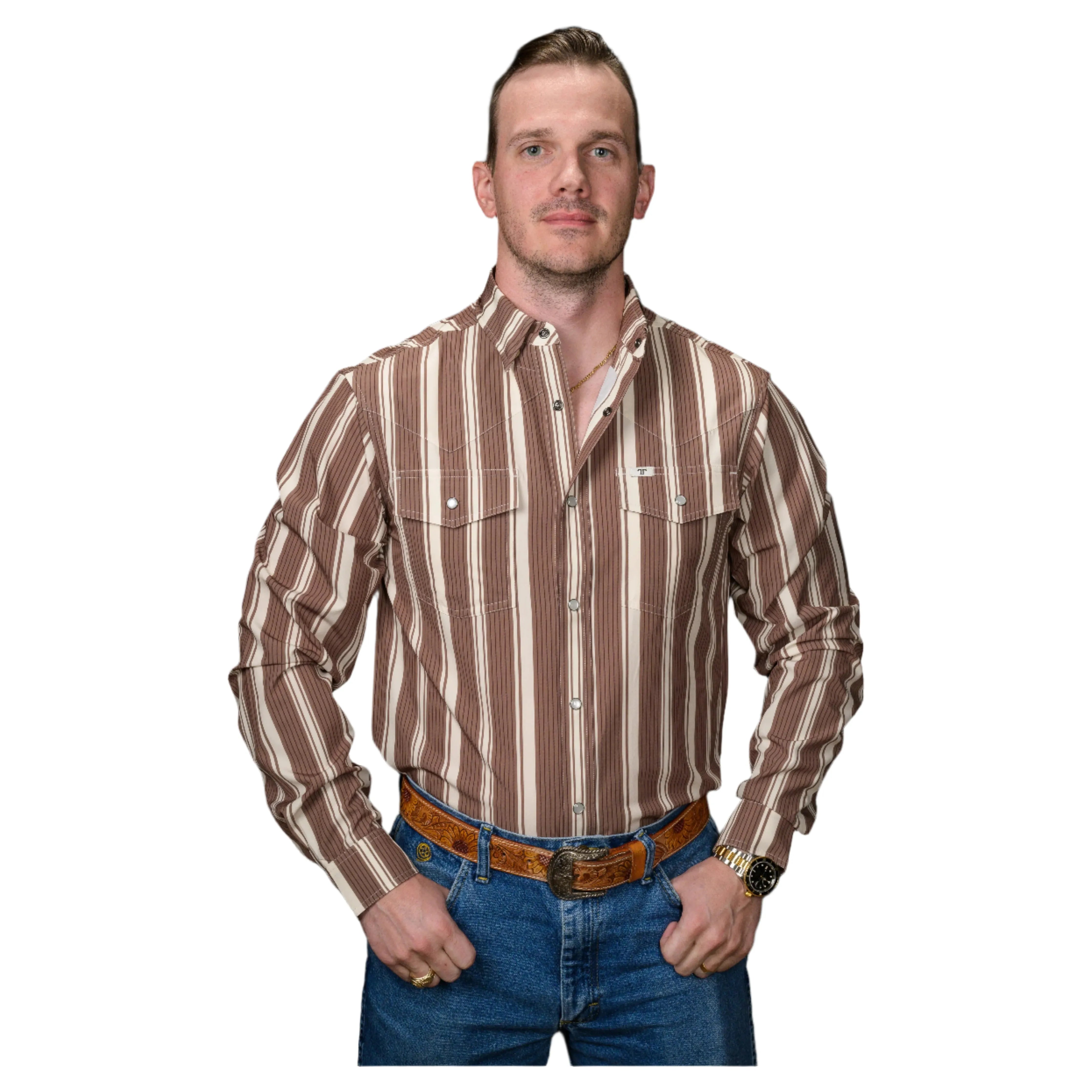Men's Ferrell The Atlas in Brown - Long Sleeve Snap Shirt FPL1002591 - Crazy House Western Wear