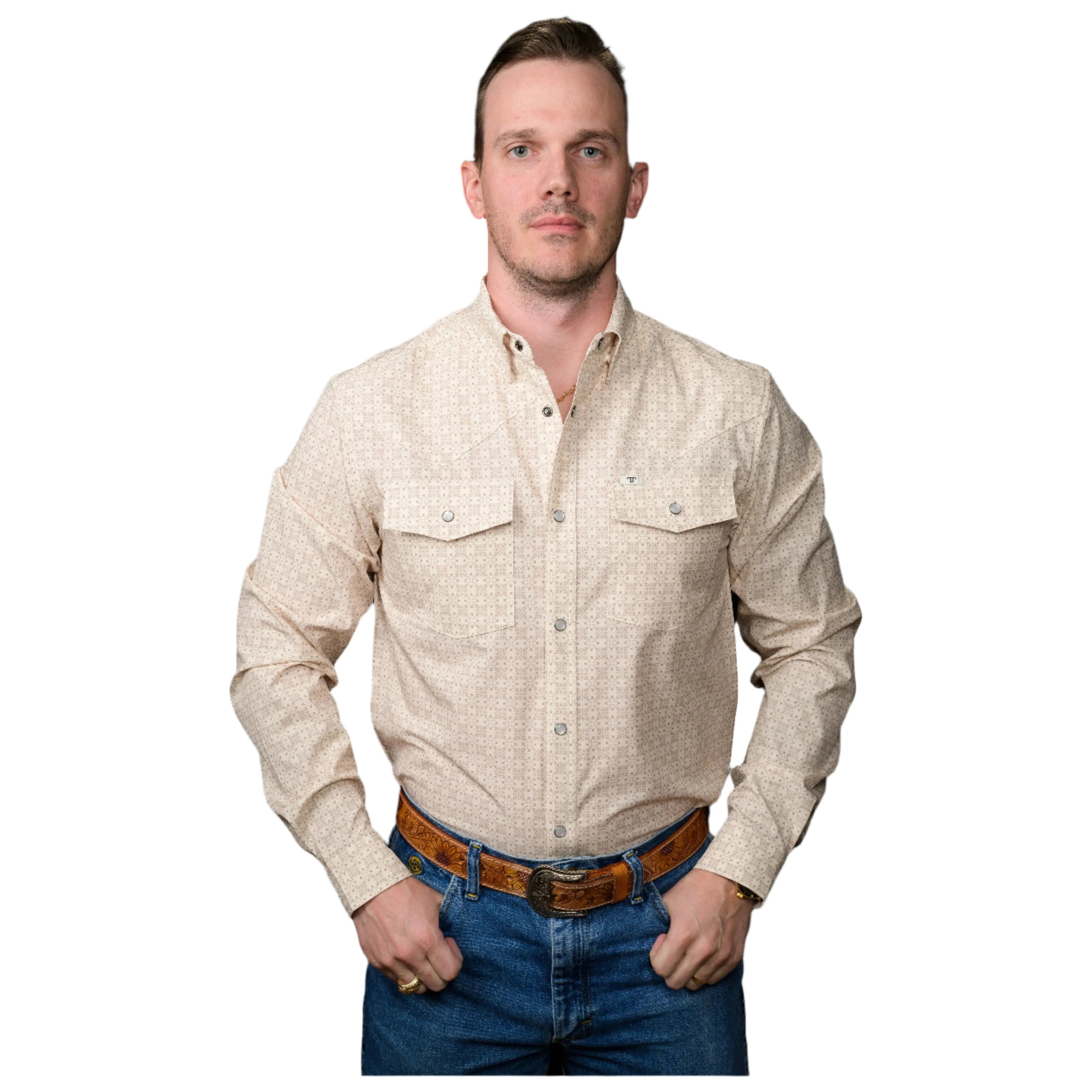 Men's Ferrell The Collin in Cream - Long Sleeve Snap Shirt FPL1002596 - Crazy House Western Wear