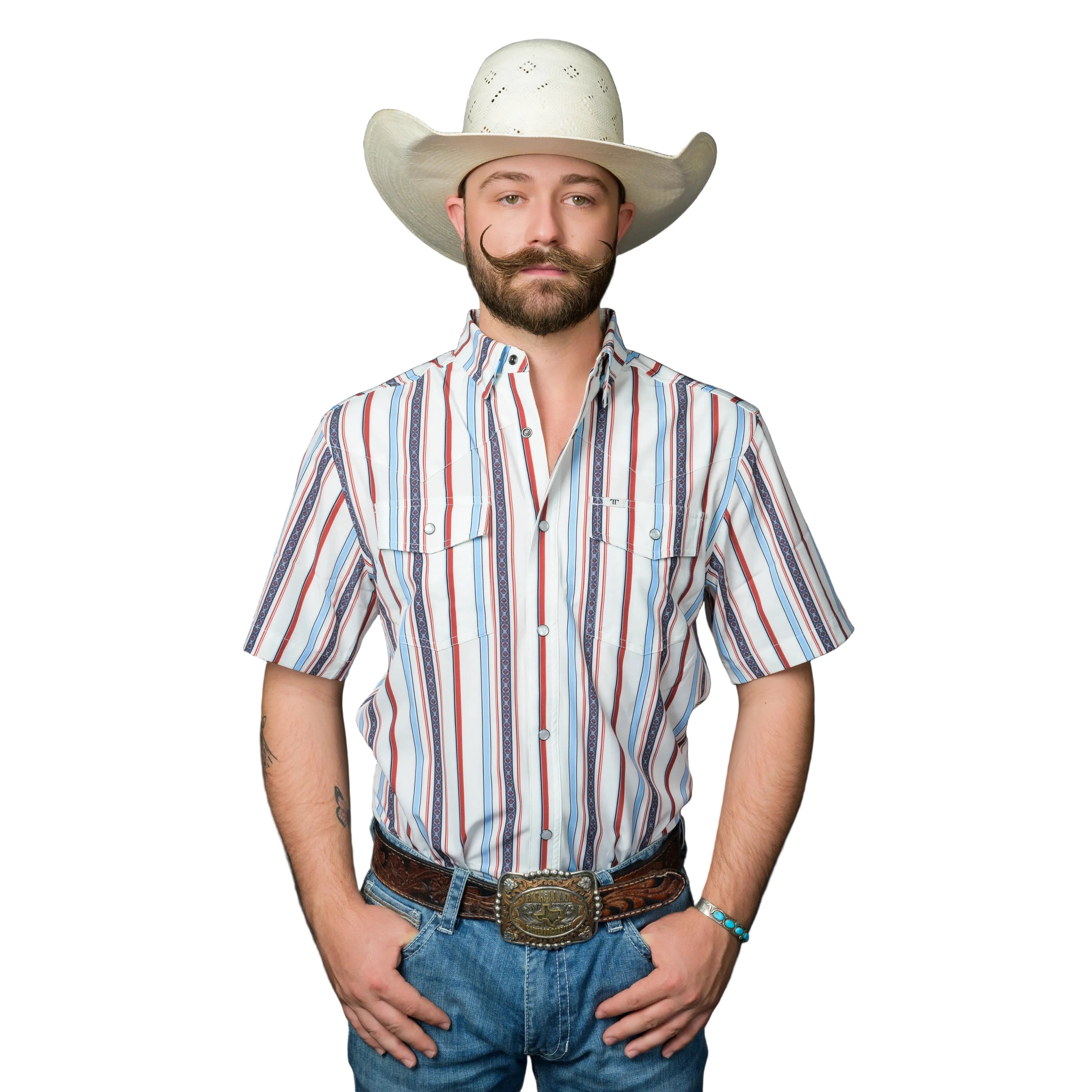 Men's Ferrell White Short Sleeve Snap "The Brooks" Shirt FPS1026002