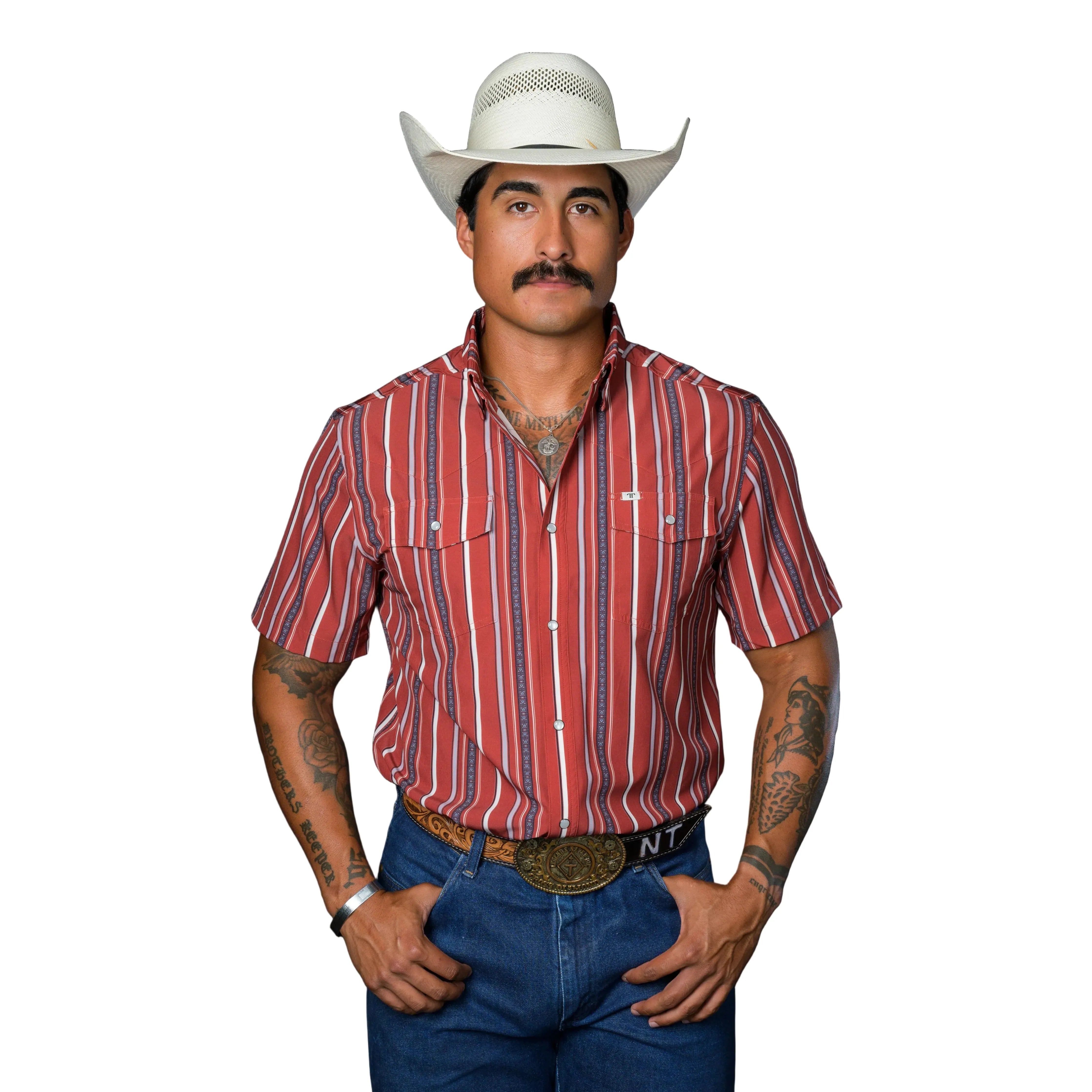 Men's Ferrell Short Sleeve Snap The Brooks in Red Shirt FPS1026003