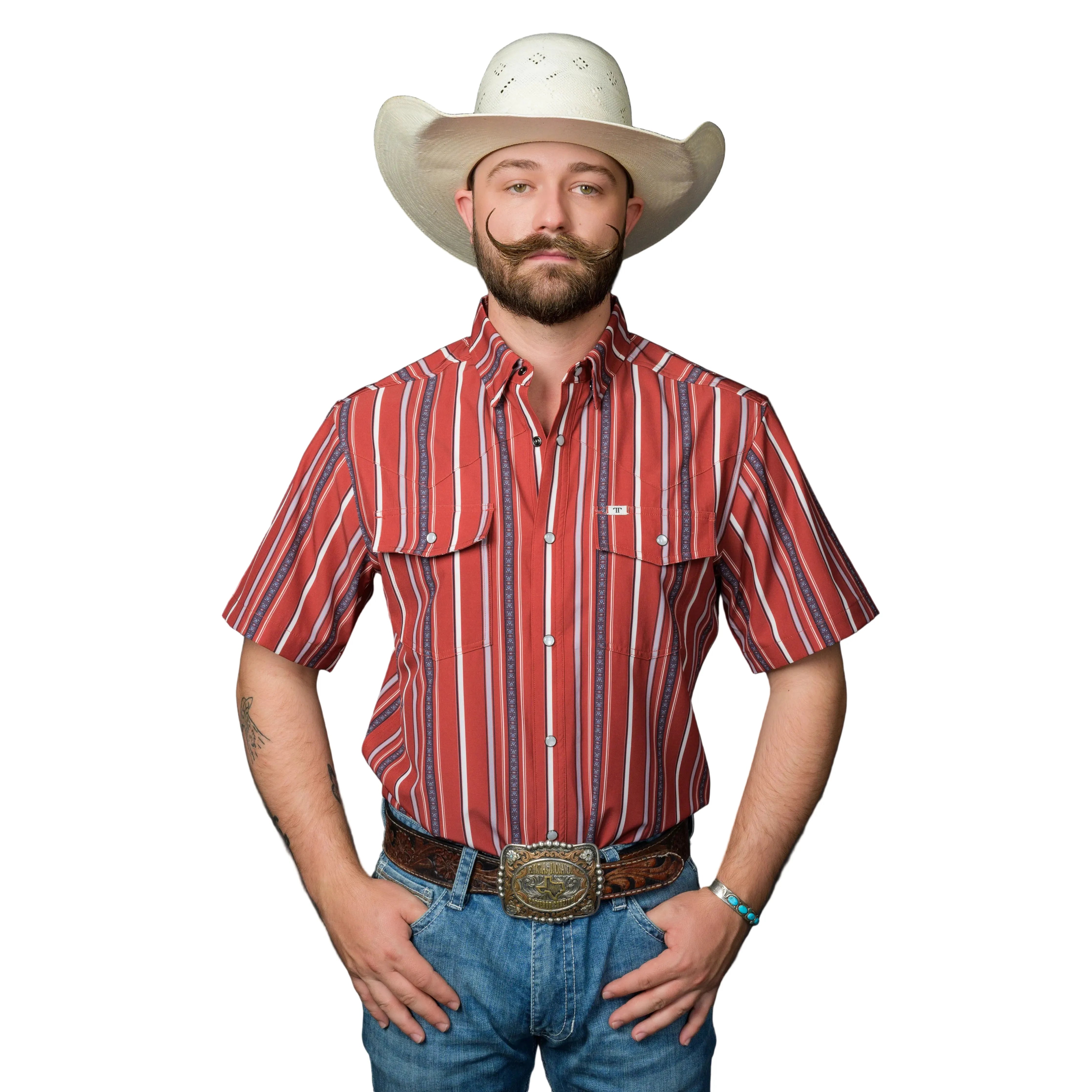 Men's Ferrell Short Sleeve Snap The Brooks in Red Shirt FPS1026003