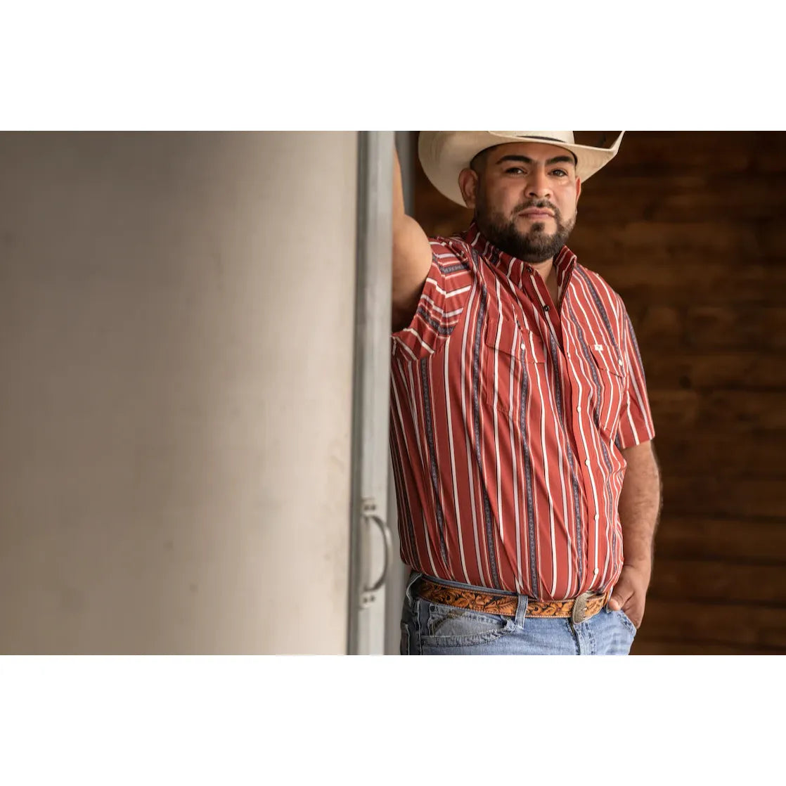 Men's Ferrell Short Sleeve Snap The Brooks in Red Shirt FPS1026003