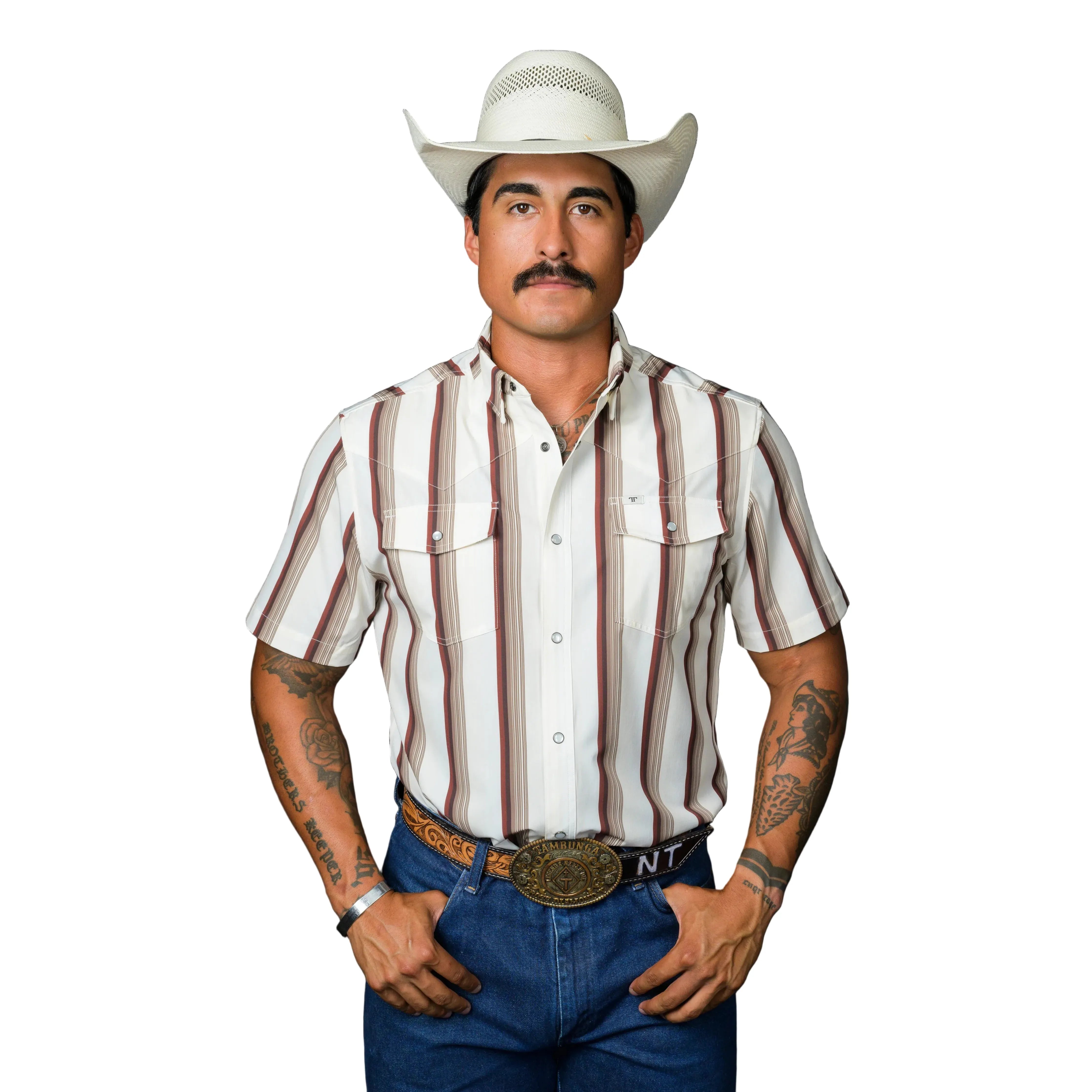 Men's Ferrell Short Sleeve "The Tristan" Brown Snap Shirt FPS1026049