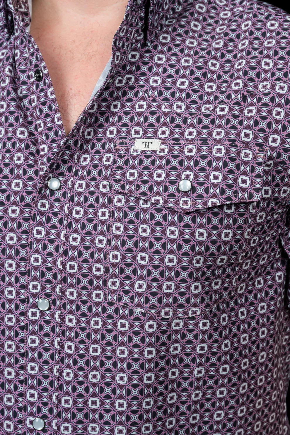 Ferrell Men's The Emerson Short Sleeve Pearl Snap Shirt In Maroon FPS1026180