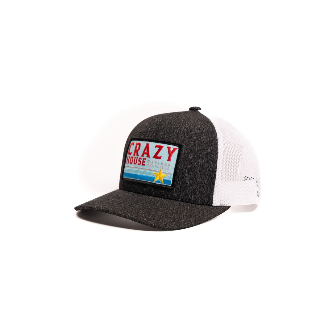 Crazy House Unisex Black and White Snapback with Outfitter Patch - Crazy House Western Wear