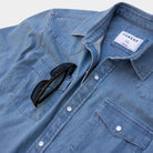 Men's Poncho Pearl Snap Work Shirt Fort Davis-Dnm - Crazy House Western Wear