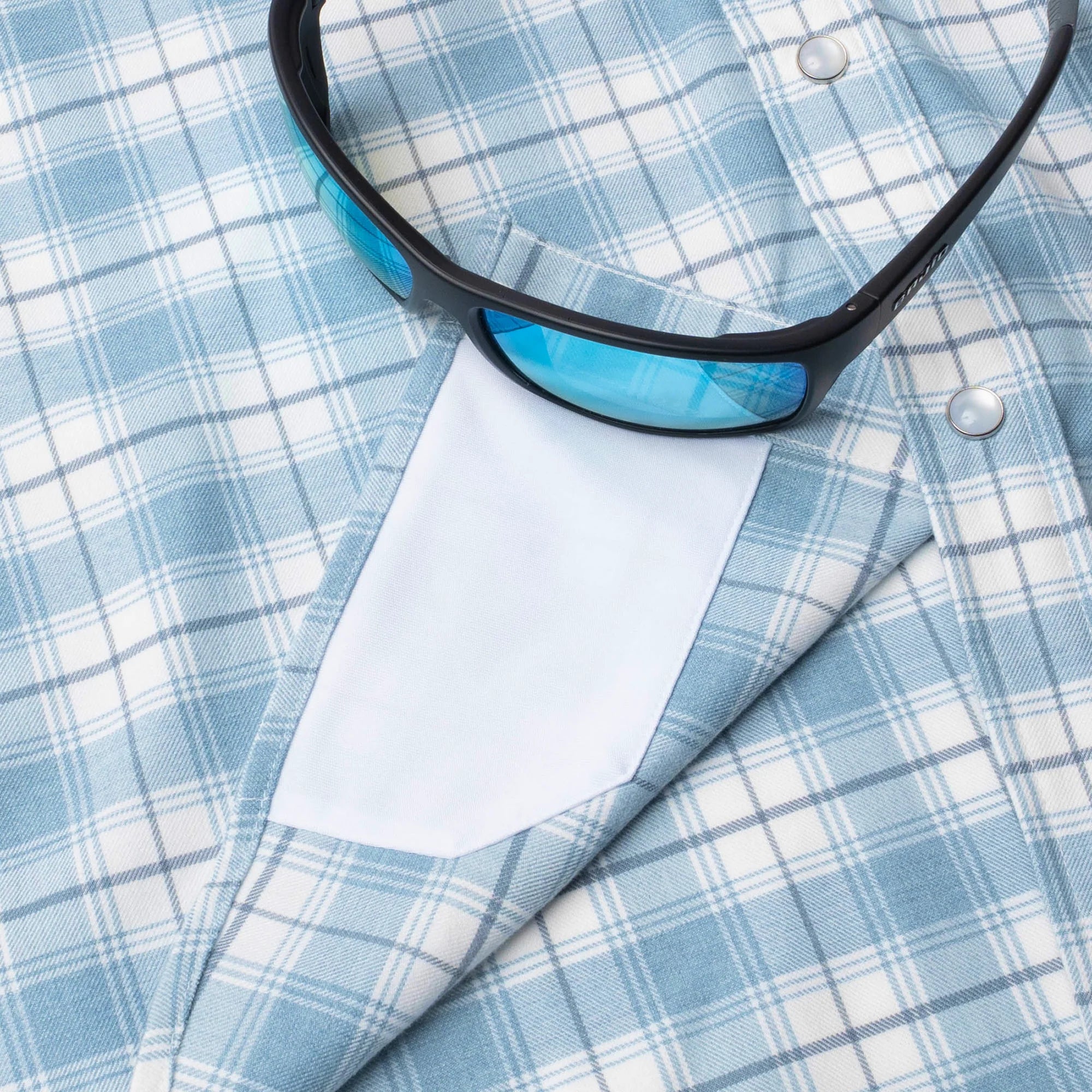 Men's Poncho The Cody Long Sleeve Blue Plaid Snap Shirt