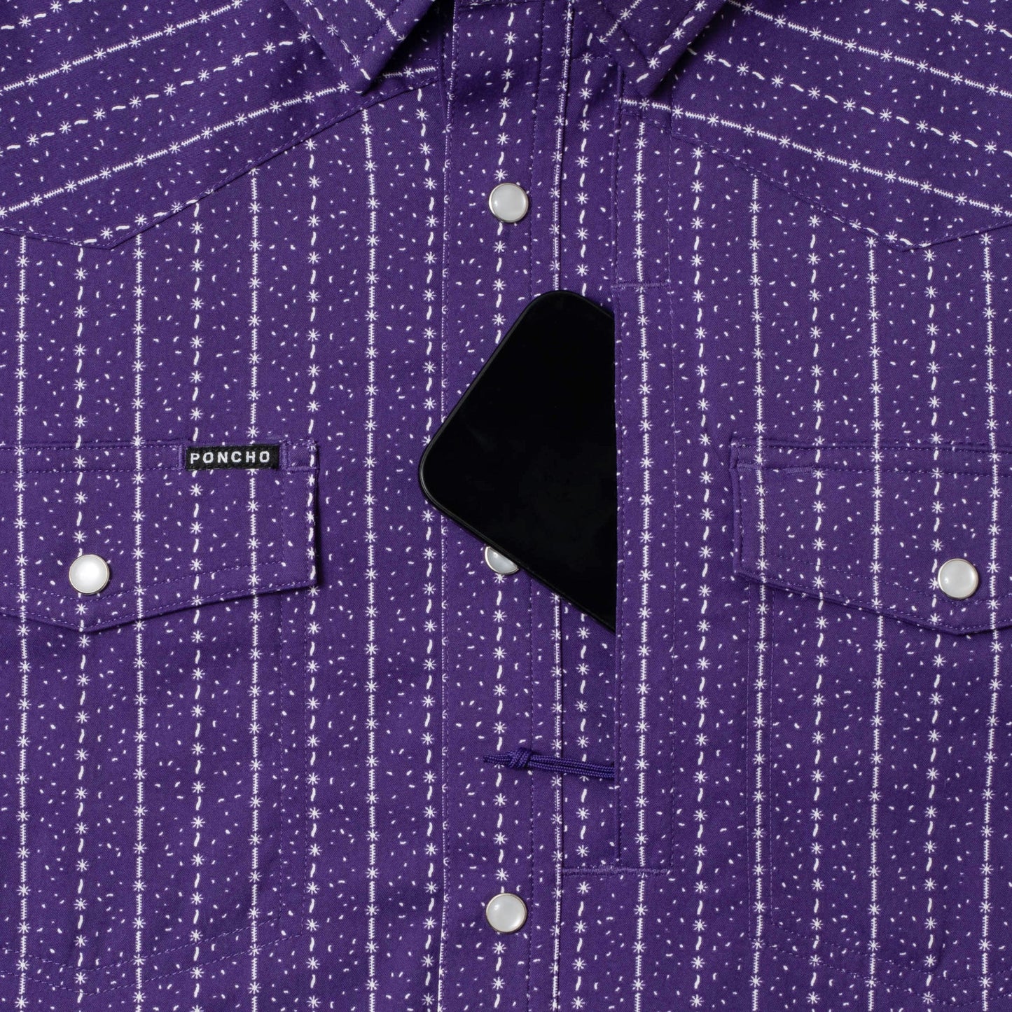 Men's Poncho "The Stockyard" Short Sleeve Pearl Snap Shirt