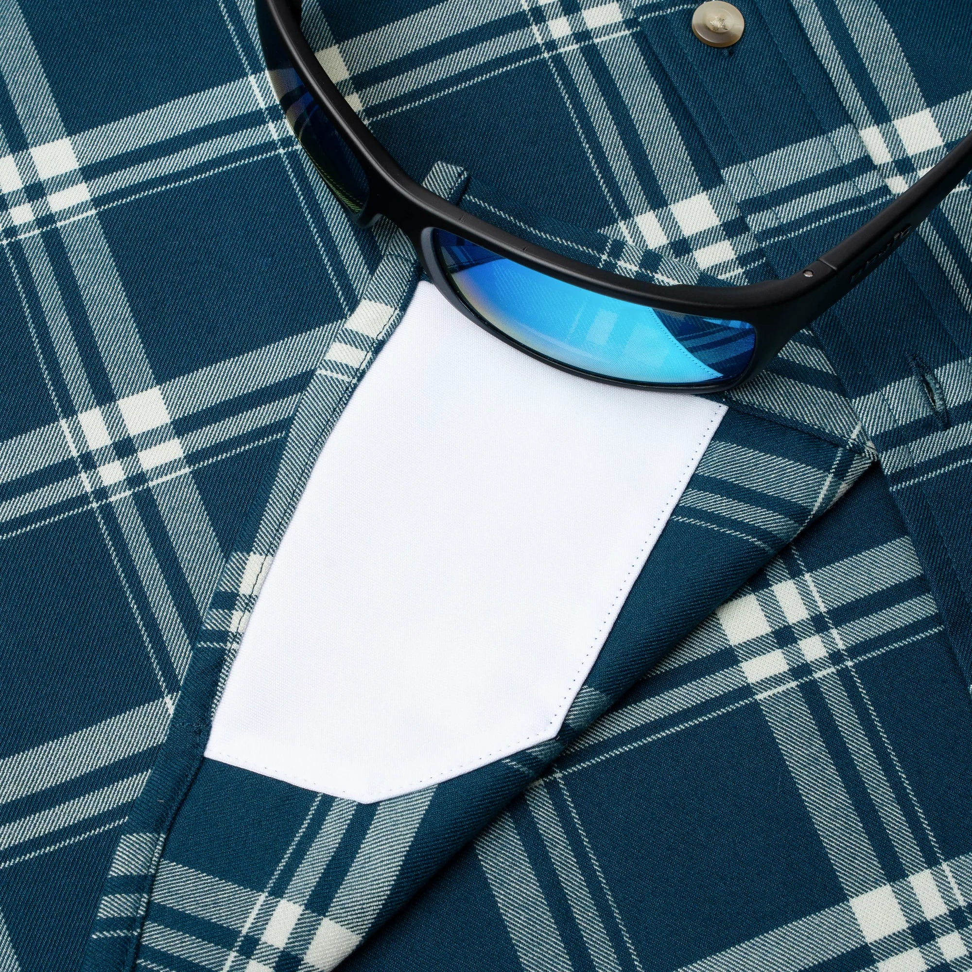 Men's Poncho Blue and White Plaid The Deschutes Button Up Shirt