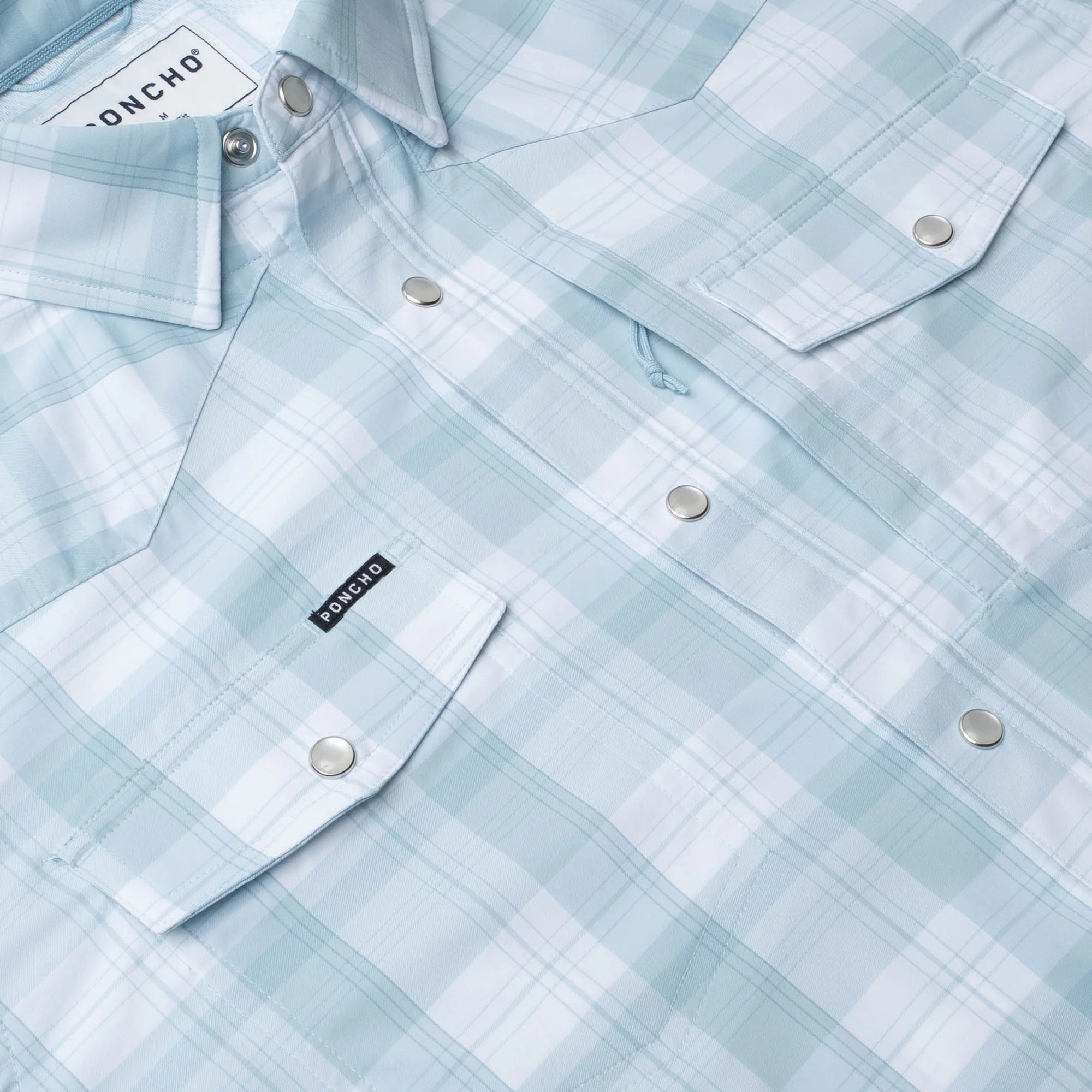 Men's Poncho The Big Sky Short Sleeve Plaid Snap Shirt