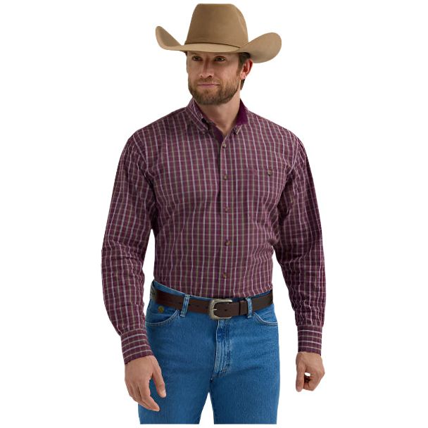 Men's Wrangler® George Strait™ Long Sleeve Button Down One Pocket Shirt 2356608 - Crazy House Western Wear
