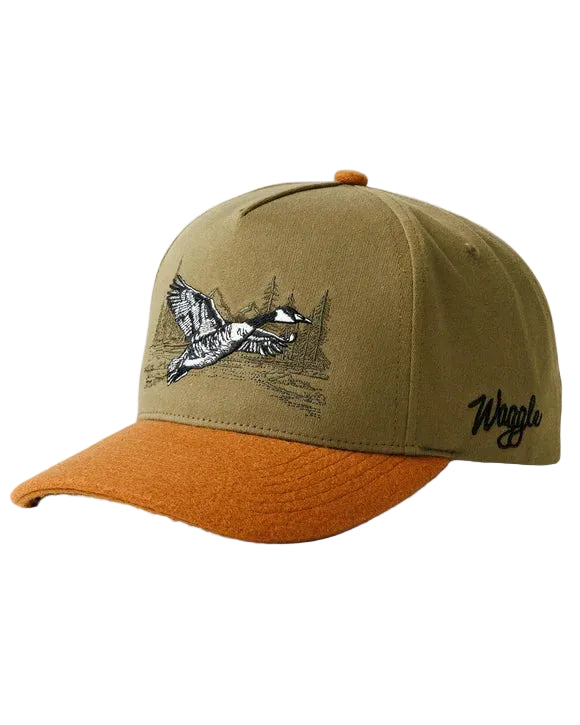 Waggle Men's Green/Orange Goose Chase Wool Brim Hat