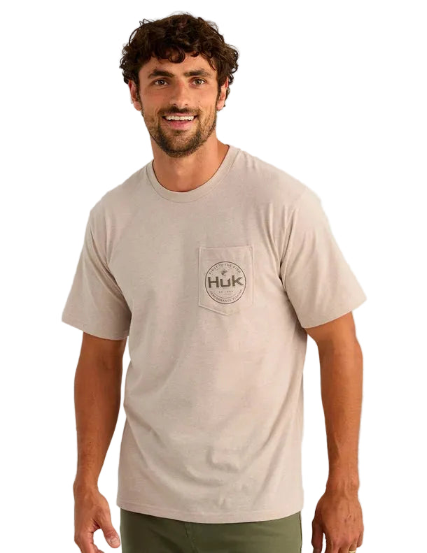 Huk Men's River Rock Heather Marlin Circle Pocket Tee H1000594-194