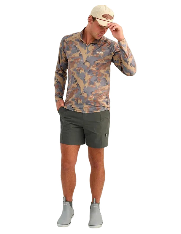 Huk Men's Starfish Tideloom Camo Airweight KC Print 1/4 Zip H1200751-190
