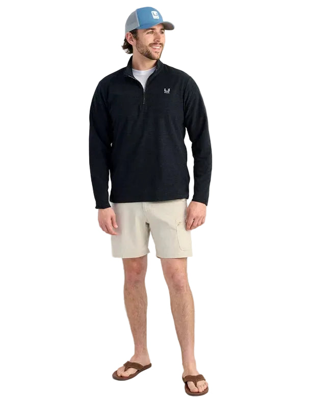 Huk Men's Black Heather Leeward Lightweight Fleece 1/4 Zip H1300119-003