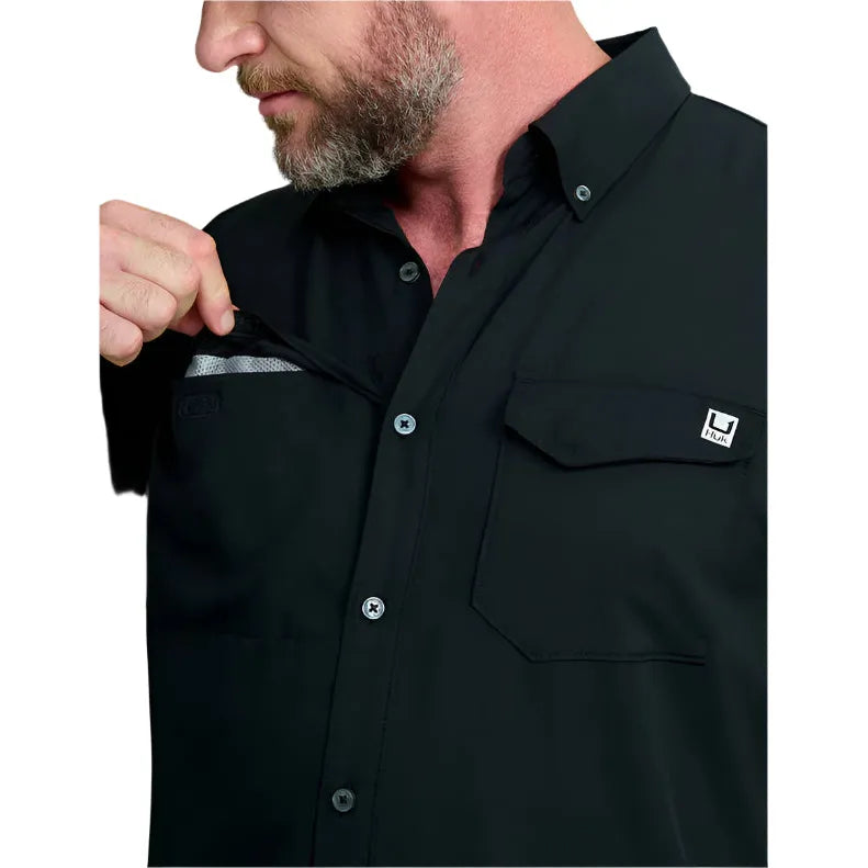 Men's Huk Tide Point Short Sleeve Button-Down H1500171-001 - Crazy House Western Wear