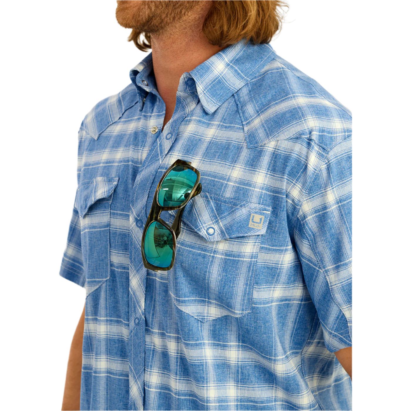 Men's Huk Diamond Back Plaid Short Sleeve Button-Down H1500205-460 - Crazy House Western Wear