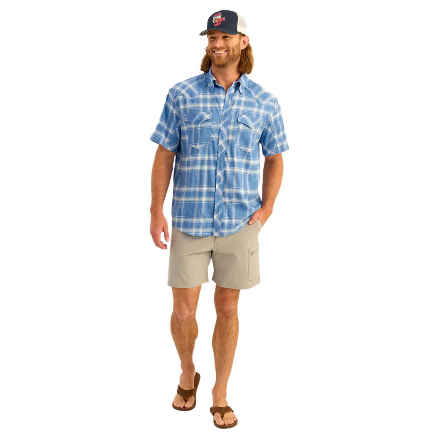 Men's Huk Diamond Back Plaid Short Sleeve Button-Down H1500205-460 - Crazy House Western Wear