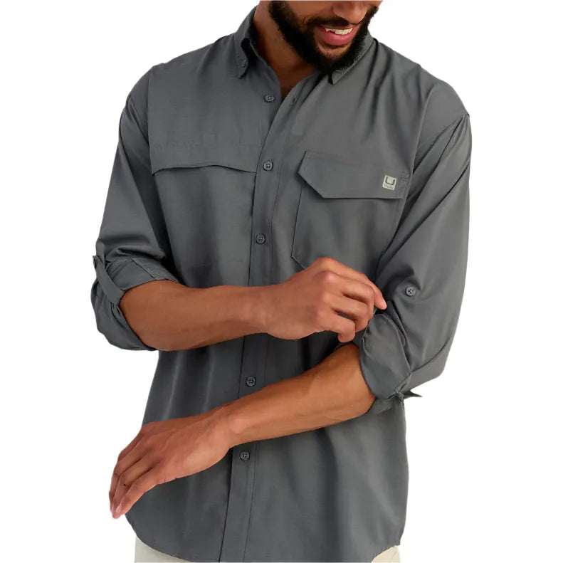 Men's Huk Tide Point Heathered Ripstop Button-Down H1500250-003 - Crazy House Western Wear