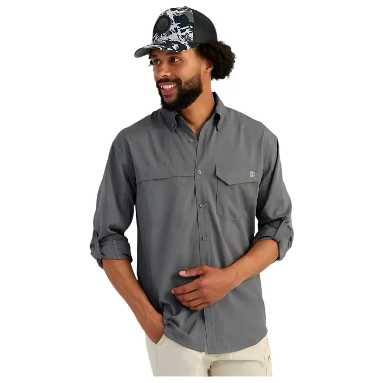 Men's Huk Tide Point Heathered Ripstop Button-Down H1500250-003 - Crazy House Western Wear