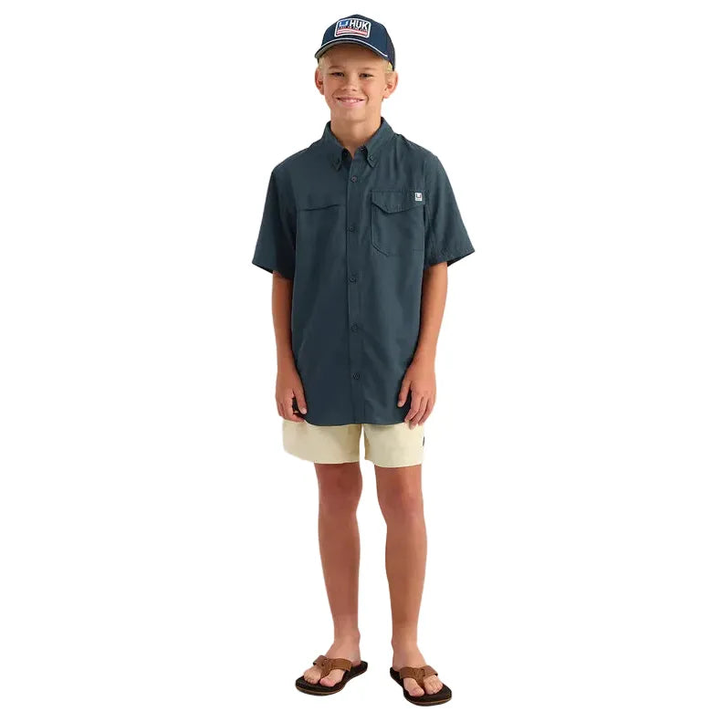 Boy's Huk Sea Storm Tide Point Short Sleeve Button Down Shirt H7150002-408