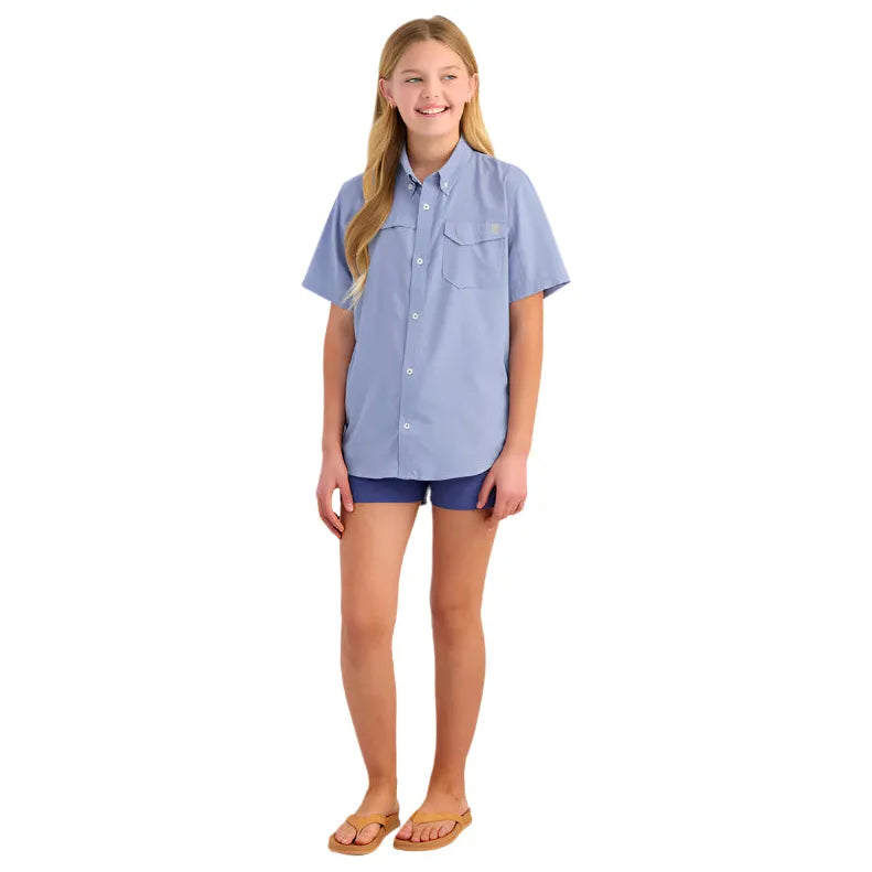 Girl's Huk Tide Point Short Sleeve Button Down Shirt H7150002-462 - Crazy House Western Wear