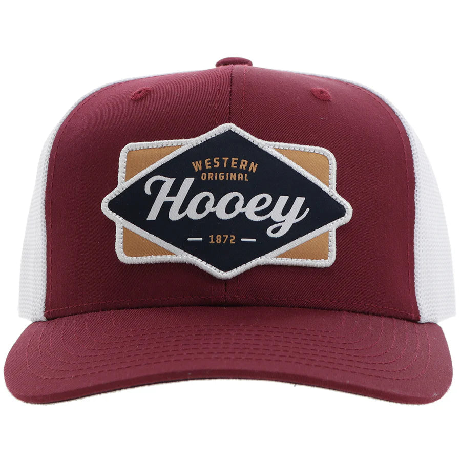 Hooey "Diamond" Red and White Cap with Black and Tan Patch 2422T-RDWH - Crazy House Western Wear
