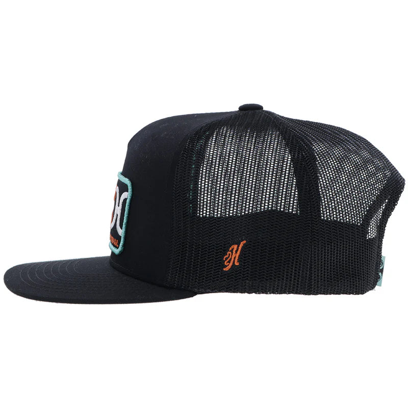 Men's Hooey "Loop" Hat Black with Turquoise & Orange Rectangle Patch 2559T-BK - Crazy House Western Wear