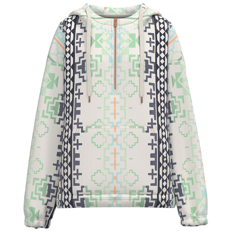 Women's Hooey "Mazatlan" Aztec/Cream with Half Zipper Pullover Hoodie HH2607AZCR