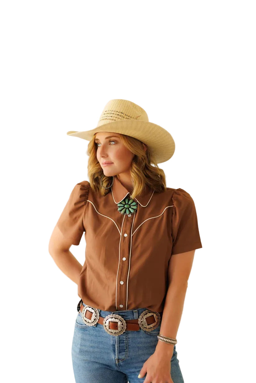 Howdy Hanny Women's Short Sleeve Pearl Snap Shirt