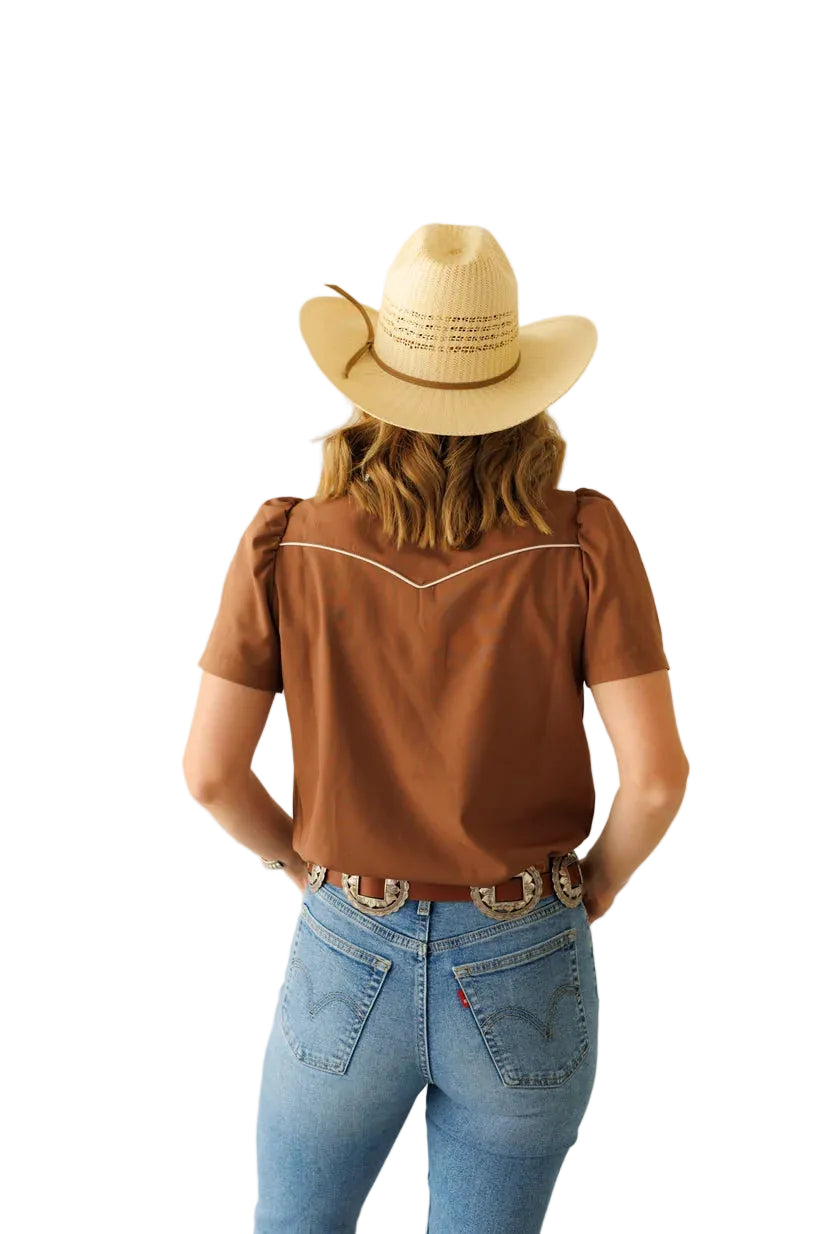 Howdy Hanny Women's Short Sleeve Pearl Snap Shirt