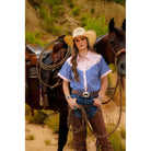 Women's Pearl Snap, Light Pink and Blue Gingham Short Sleeve Pearl Snap - Crazy House Western Wear