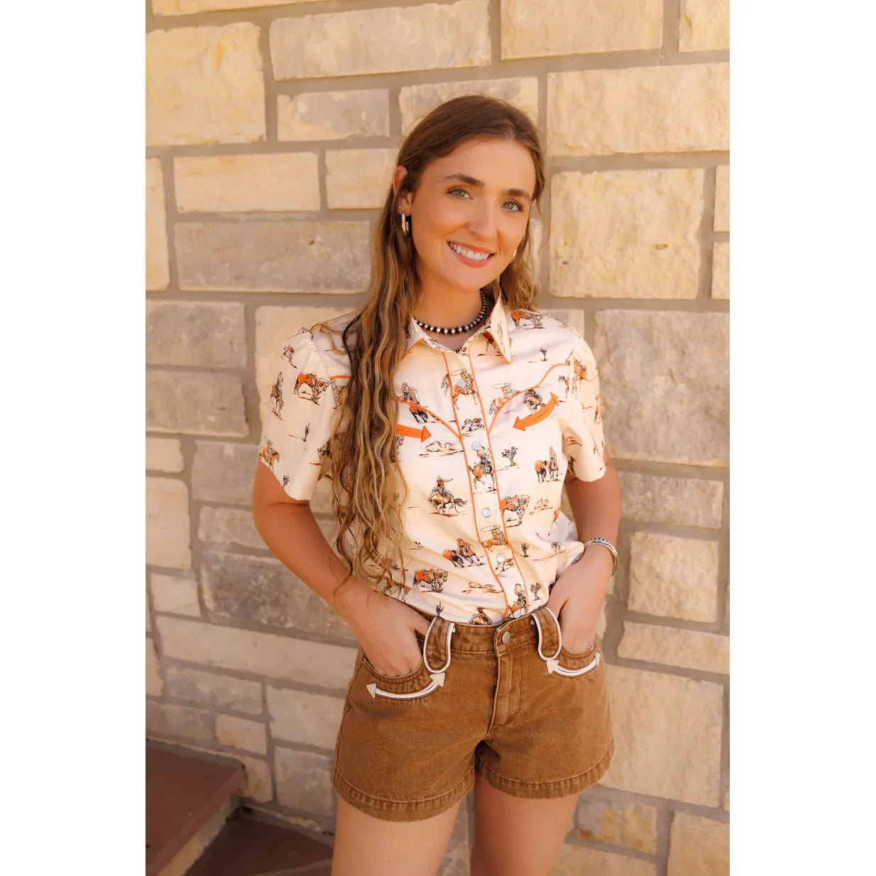 Women's Howdy Hanny Yoke Piping Shorts - Crazy House Western Wear