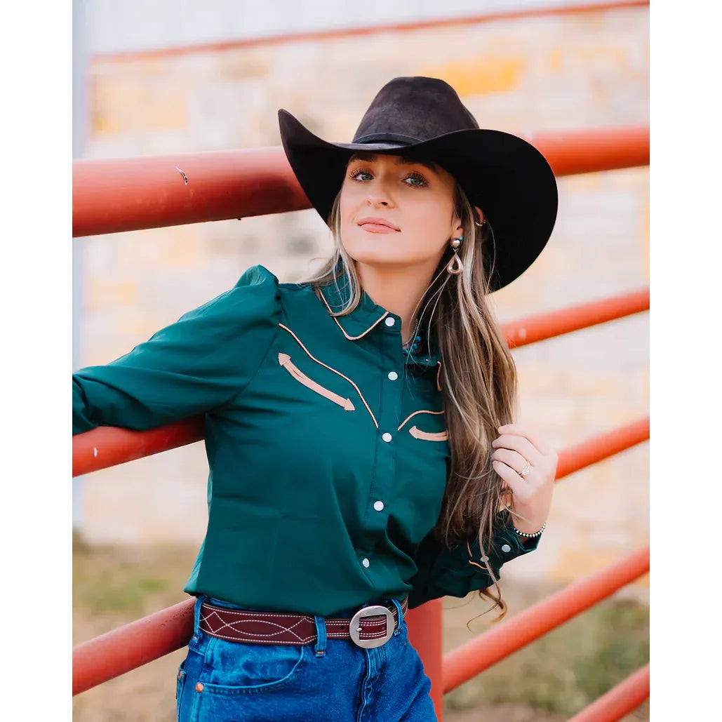 Women's Howdy Hanny Green Yoke Blouse