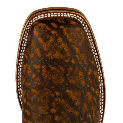 Men's Horsepower Cognac Elephant print with 12" Turquoise Barcelona Top HPW2502 - Crazy House Western Wear