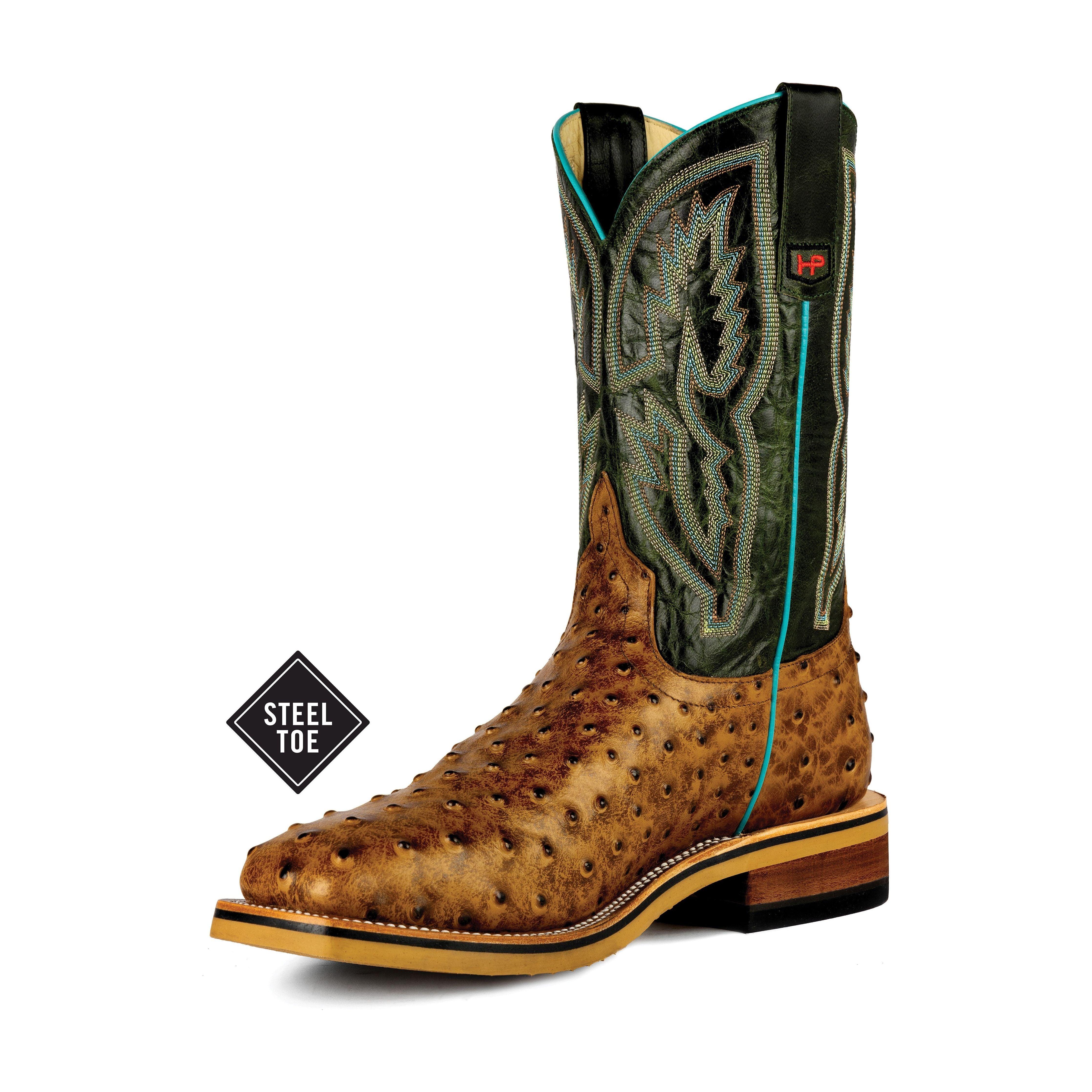 Men's Horsepower Honey Impostrich Print Steel Toe Boot 12" HPW2503 - Crazy House Western Wear