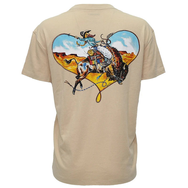 Women's Hooey "Buffalo Heart" Tan with Heart Logo T-shirt HT1786TN - Crazy House Western Wear