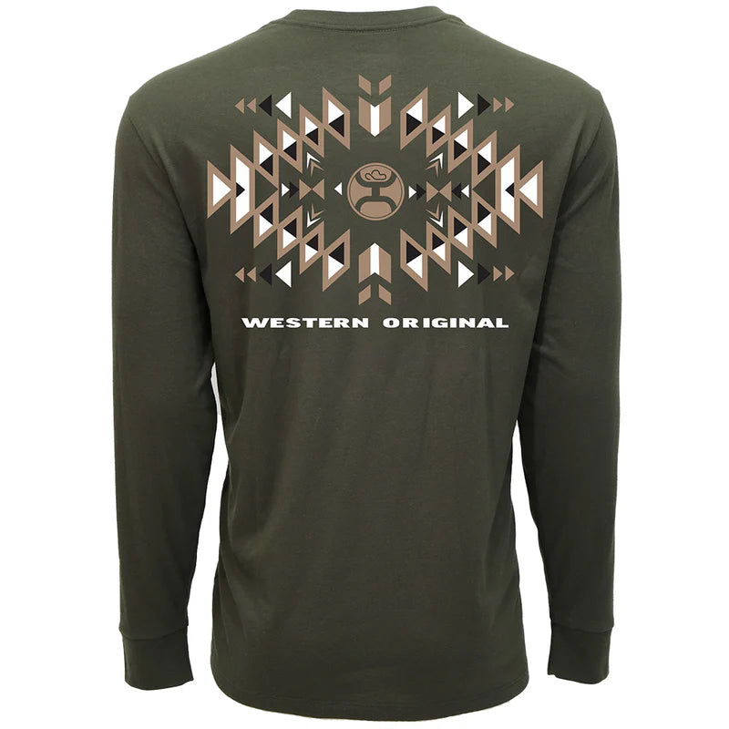Men's Hooey "Eldorado" Long Sleeve T-shirt Green with Tan and White Logo HT1882GR - Crazy House Western Wear